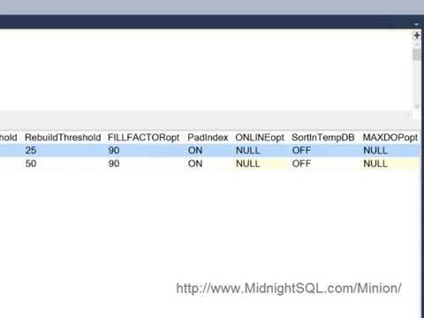 Minion Reindex: Settings Tables