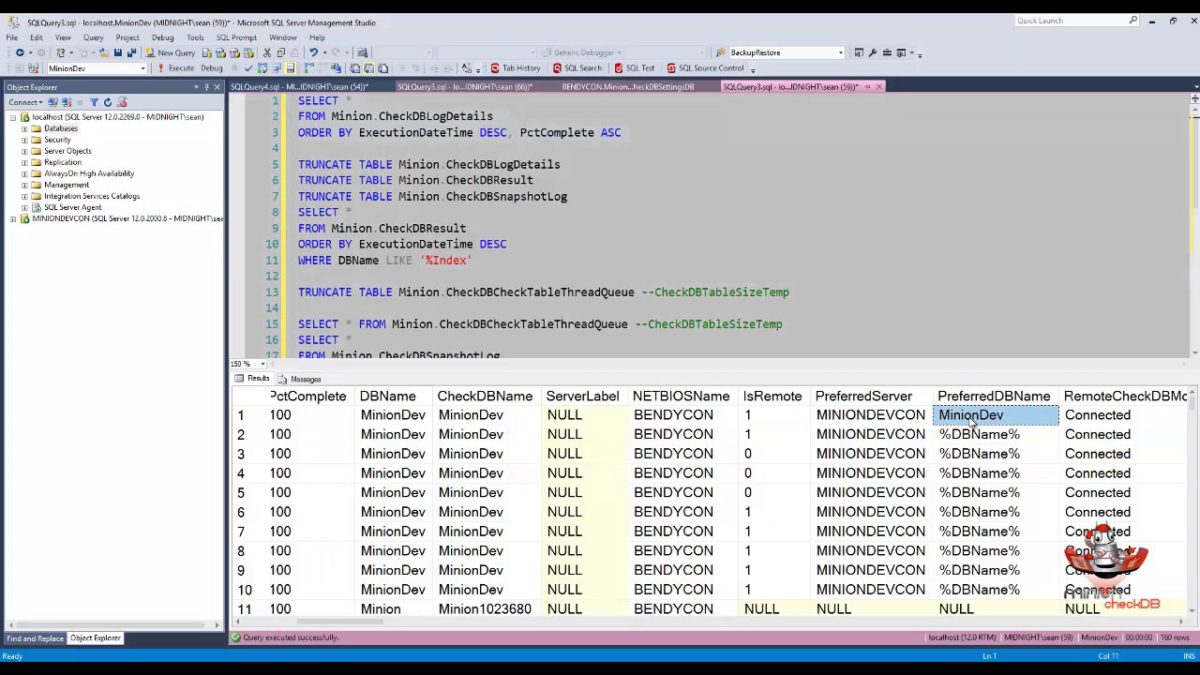 Remote CheckDB Connected Mode with No Backup