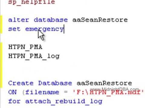 Hack-attak a damaged DB