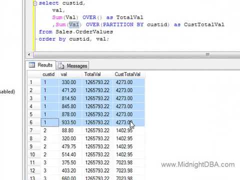 T-SQL: Over() and Partition By