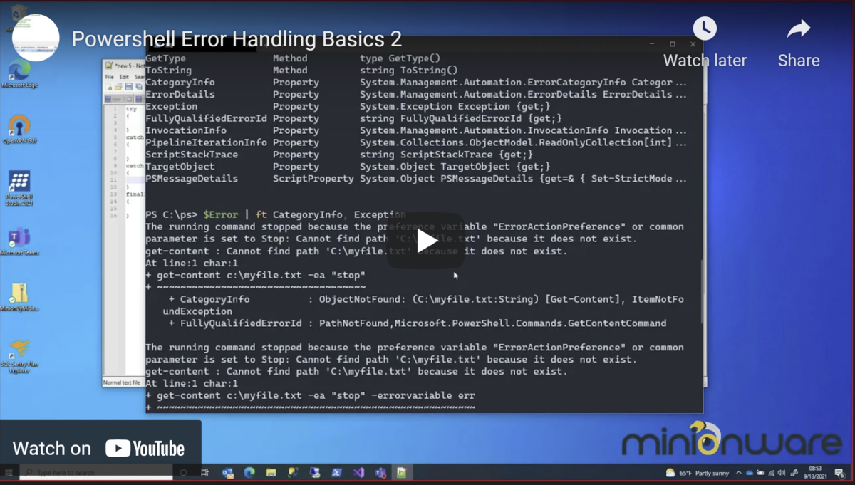 This is the 2nd class in a series about powershell error handling.